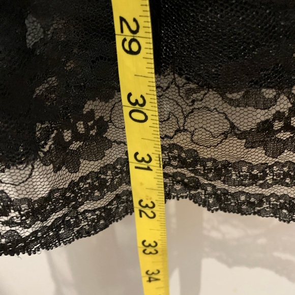 Gorgeous Vintage Peignoir set black with light lime ribbons, sheer slip dress. - Picture 3 of 9